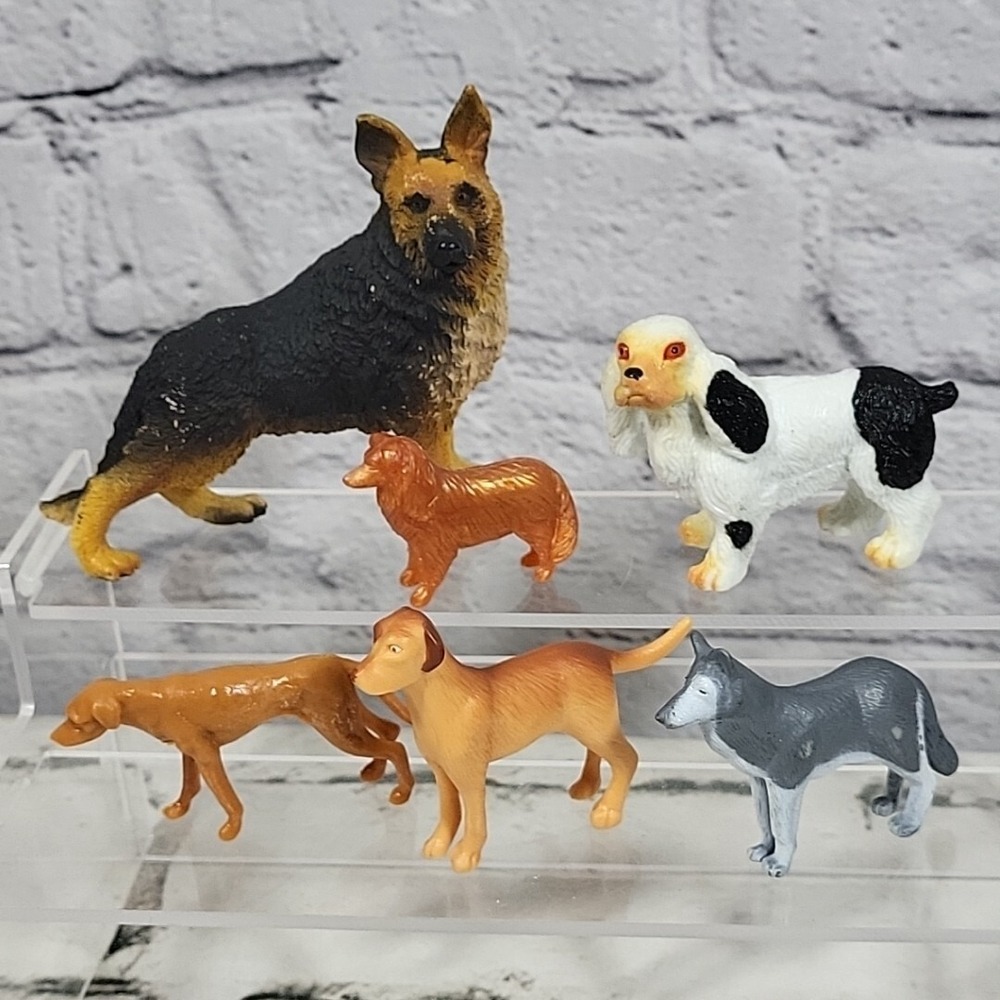 Dog Figures Lot Realistic Dollhouse Pets Animals German Shepherd Collie Huskie